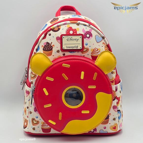 Loungefly Disney Winnie the Pooh Donuts All Over Print Mini Backpack Bag New - Picture 1 of 5